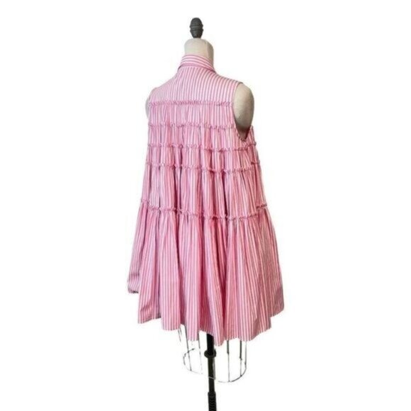 Jourden Designer Pink Stripe Jeffrey Swing Dress 40 US 8 10 NWT - Picture 3 of 9